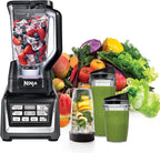 Ninja Nutri Personal & Countertop Blender, 1200W Auto-iQ, Black, BL642 | Auto-iQ base blends smoothies & shakes. 72-oz pitcher plus 18, 24 & 32-oz to-go cups w/ spout lids. Dishwasher safe.