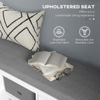 HOMCOM Shoe Bench with Seat, Cushion, 2 Cabinets, Adjustable Shelf, White