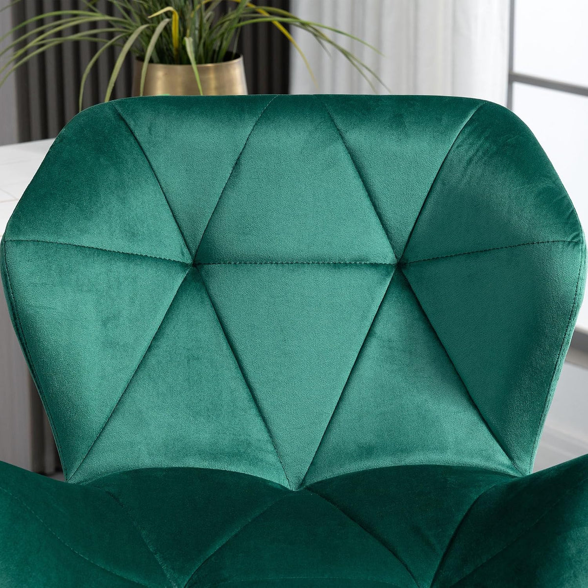 HOMCOM Bar Stools Luxurious Velvet-Touch Footrest Swivel Set Of 2 Green