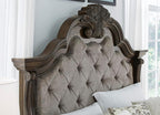 Signature Design by Ashley Maylee King Size Bed Frame and Headboard, Brown | Traditional panel bed, High 83-inch headboard, Brown button-tufted upholstery, Master bedroom statement piece