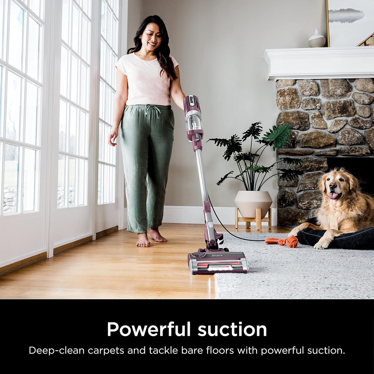 Shark PetPro Corded Stick Vacuum, Odor Tech, Wine Purple, Renewed, HZ702