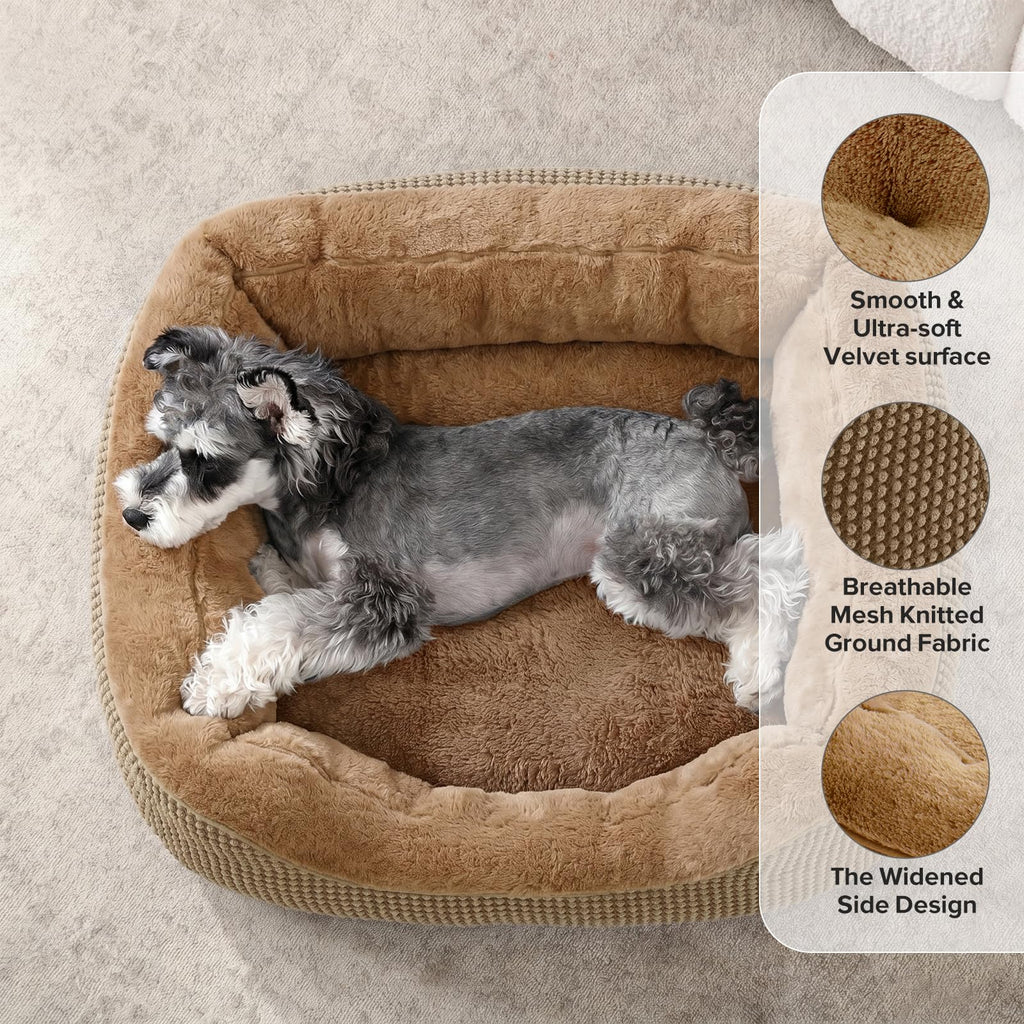 INVENHO Medium Dog Beds for Medium Dogs Washable, Rectangle Dog Bed Medium Size Dog, Orthopedic Dog Bed, Warming Soft Calming Sleeping Puppy Bed Durable Pet Bed with Anti-Slip Bottom M(30"x24"x9")