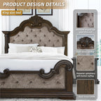Signature Design by Ashley Maylee King Size Bed Frame and Headboard, Brown | Traditional panel bed, High 83-inch headboard, Brown button-tufted upholstery, Master bedroom statement piece