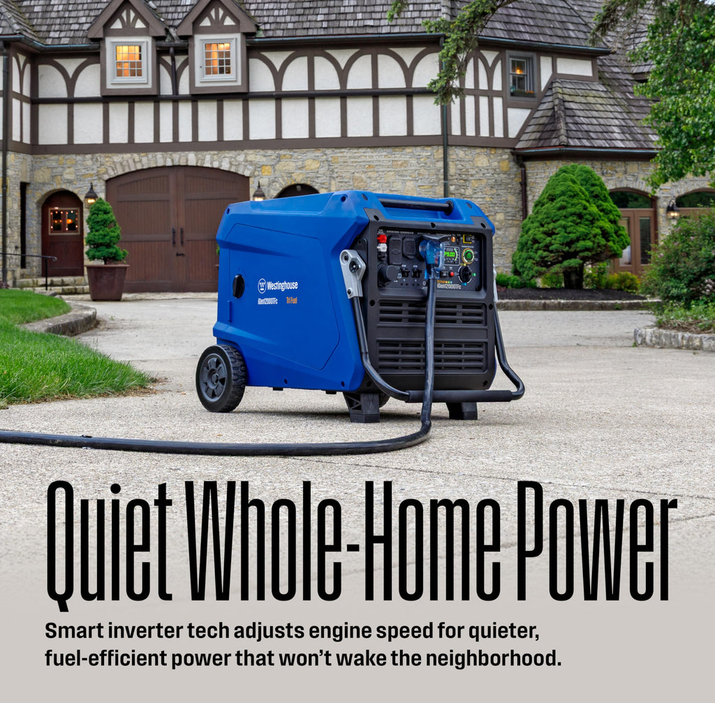 Westinghouse 8200 Peak Watt Tri-Fuel Portable Inverter Generator, Remote Electric Start, Transfer Switch Ready, Gas, Propane, Natural Gas, Low THD, Safe for Electronics, Parallel Capable, CO Sensor