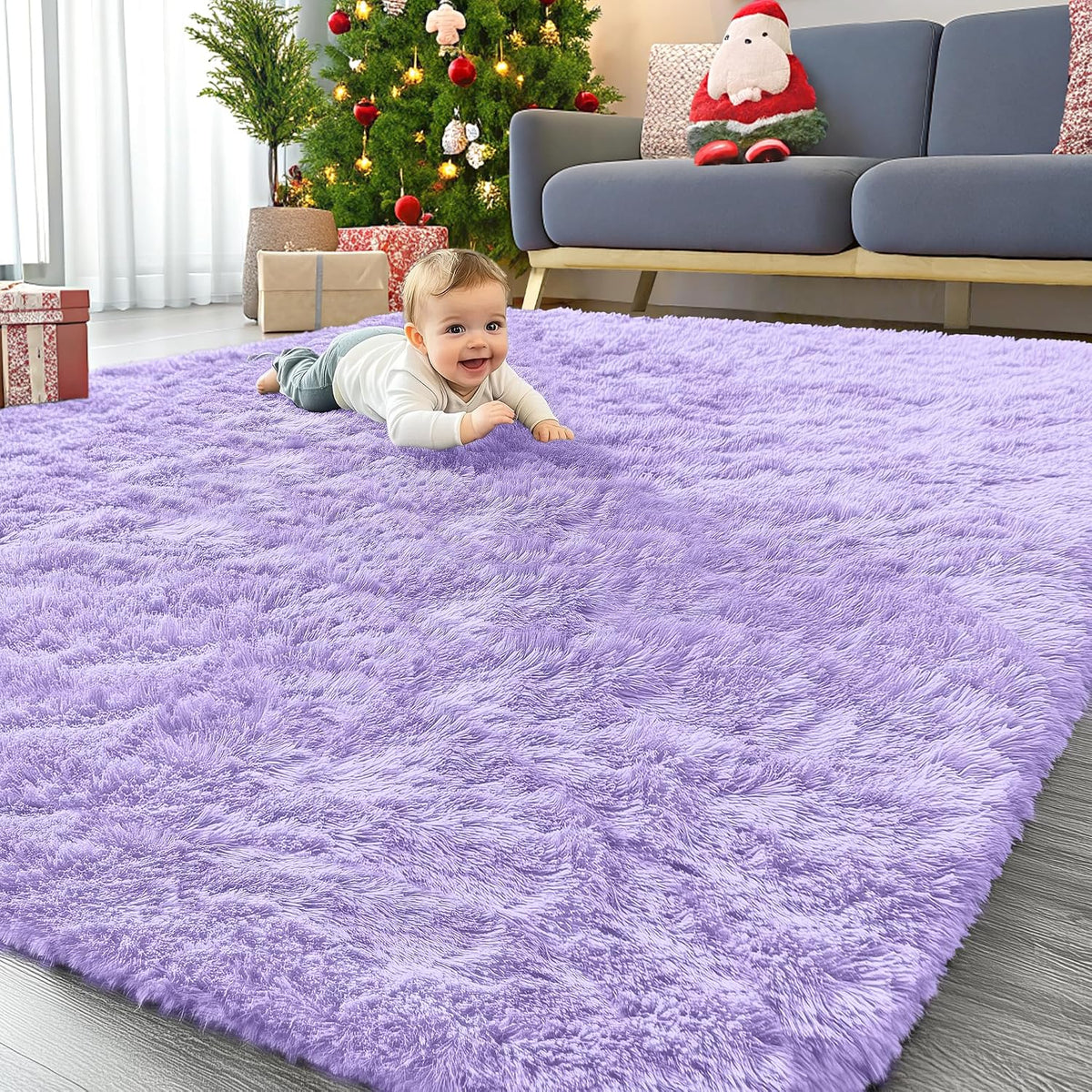 OLANLY Beige Round Rugs for Bedroom - Machine Washable, 4 ft Circle Area Rugs for Living Room, Soft and Fluffy Shaggy Carpet for Teen Girls and Boys, Nursery Rooms, Dorms, Home Decor Aesthetic
