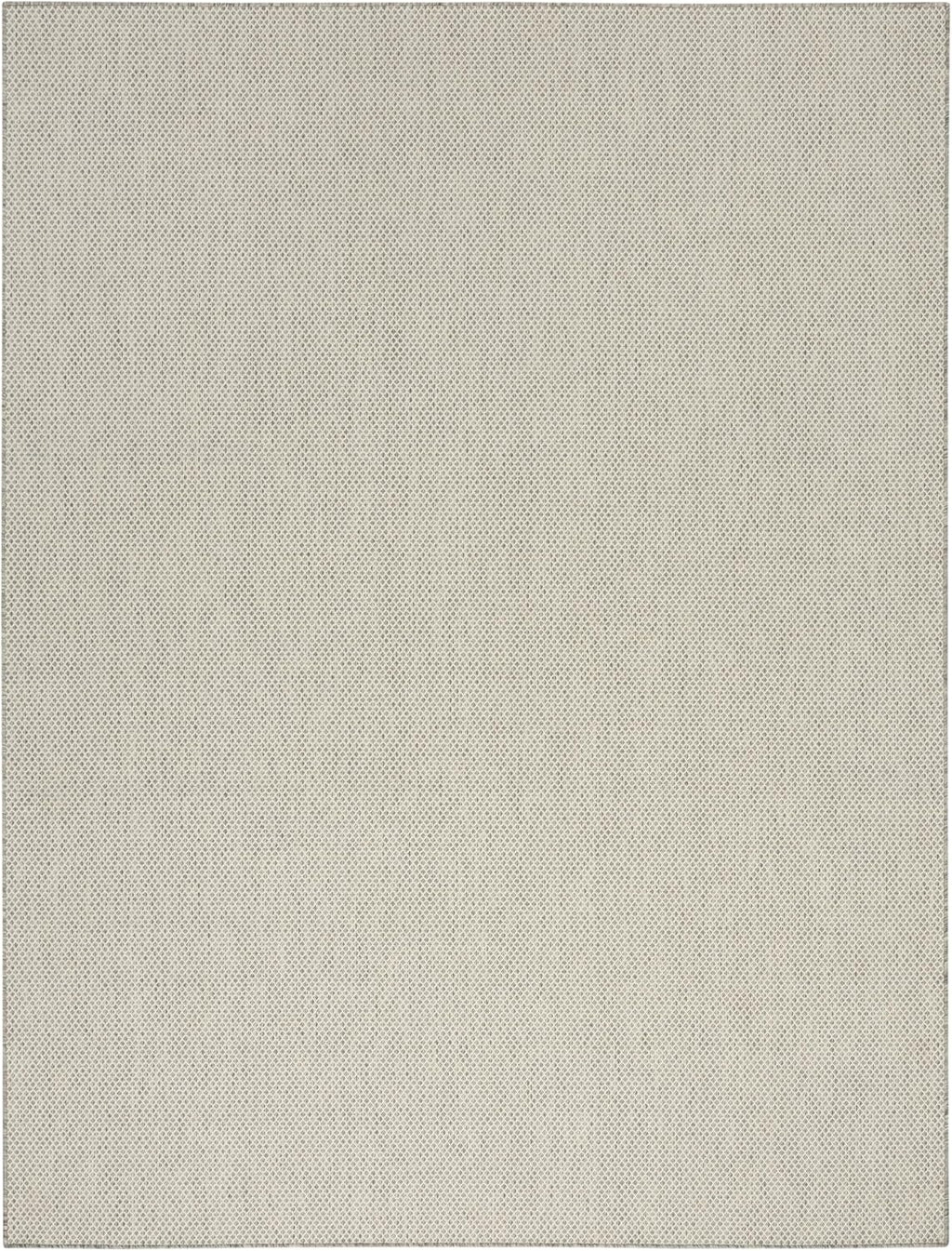 Nourison Home Courtyard 9' x 12' Indoor/Outdoor Serged Edges Area Rug Ivory Silver