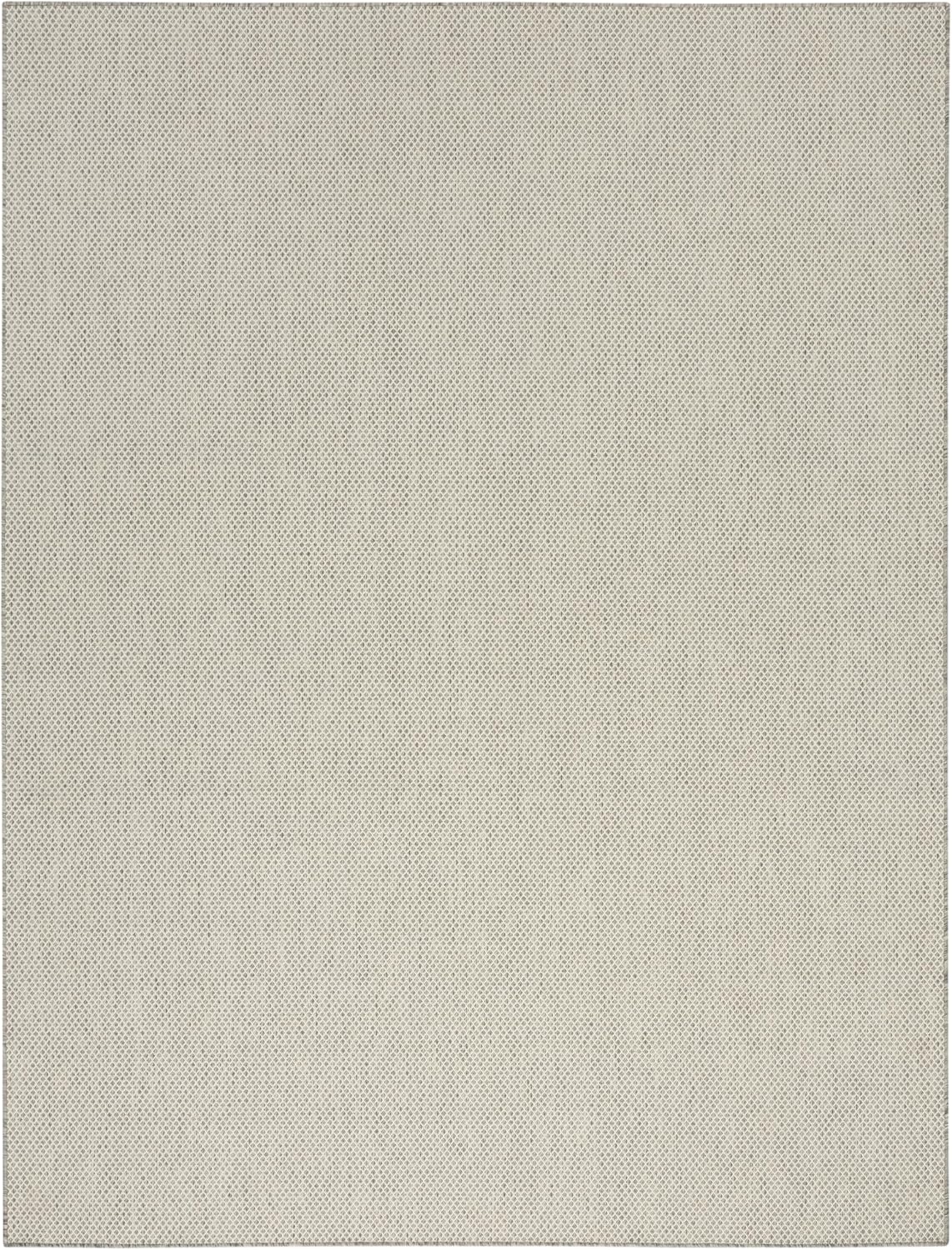 Nourison Home Courtyard 9' x 12' Indoor/Outdoor Serged Edges Area Rug Ivory Silver
