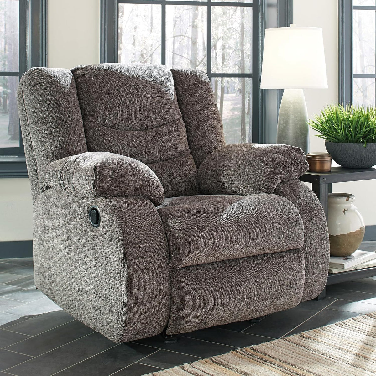 Signature Design by Ashley Manual Rocker Recliner Chair, Gray, Tulen