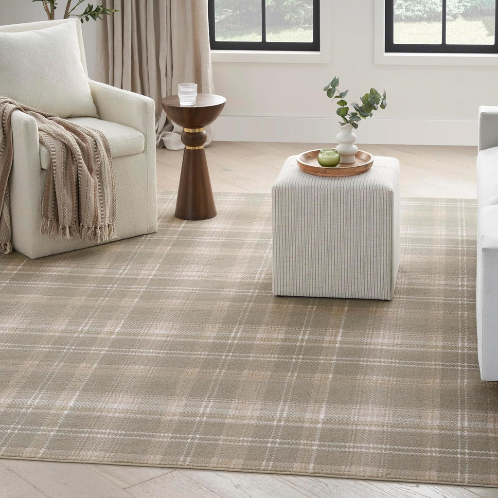 Nourison Home Grafix Olive 7' x 10' Area Rug - Easy Clean, Non Shedding, Bed Room, Living Room, Dining Room, Kitchen (7' x 10')