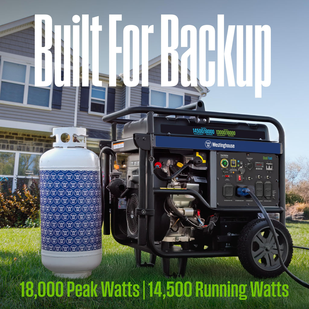 Westinghouse 18000 Peak Watt Tri-Fuel Home Backup Portable Generator, Remote Electric Start, Transfer Switch Ready, Gas, Propane, and Natural Gas Powered, CO Sensor