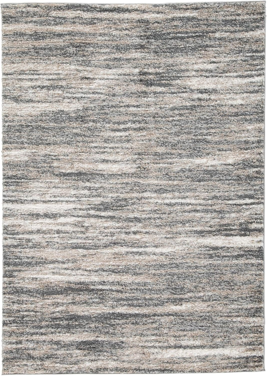 Signature Design by Ashley Modern Shag Rug 8x10, Gray and Beige | Woven polyester with a plush 1.18-inch thick pile, Abstract striped pattern for living room decor, Gizela Series
