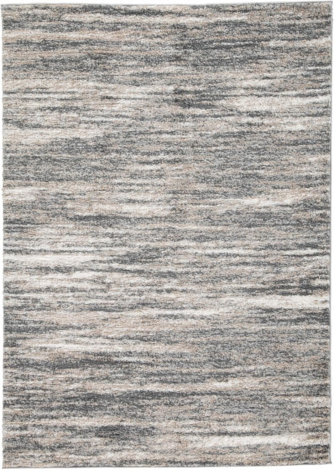 Signature Design by Ashley Modern Shag Rug 8x10, Gray and Beige | Woven polyester with a plush 1.18-inch thick pile, Abstract striped pattern for living room decor, Gizela Series