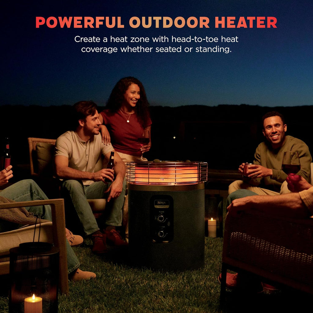 Ninja Fireside360 Fire Pit & Heater, 80,000 BTU, 3 Modes, Push Start, Gray | Ninja Fireside360 offers flame, heat, or both with up to 80,000 BTUs, hassle-free dial control, and smokeless design