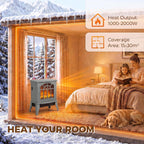 HOMCOM Freestanding Electric Fireplace LED Flame Effect 1000W/2000W, Grey