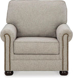 Signature Design by Ashley Gaelon Accent Chair, Dune Beige Chenille Fabric | Soft textured herringbone pattern, Sag-resistant platform foundation for even support, Traditional nailhead trim