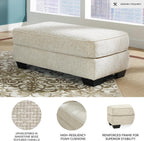 Signature Design by Ashley Rectangular Ottoman, Sandstone Beige | Firmly cushioned 100% polyester chenille fabric, Generous 44-inch scale for coffee table or lounge use, Monaghan Series