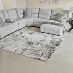 Signature Design by Ashley Langwell 8' x 10' Area Rug, Black & Gray | 100% polyester fabric, Natural jute backing, 9 mm medium pile, Contemporary modern style, Living room and bedroom use