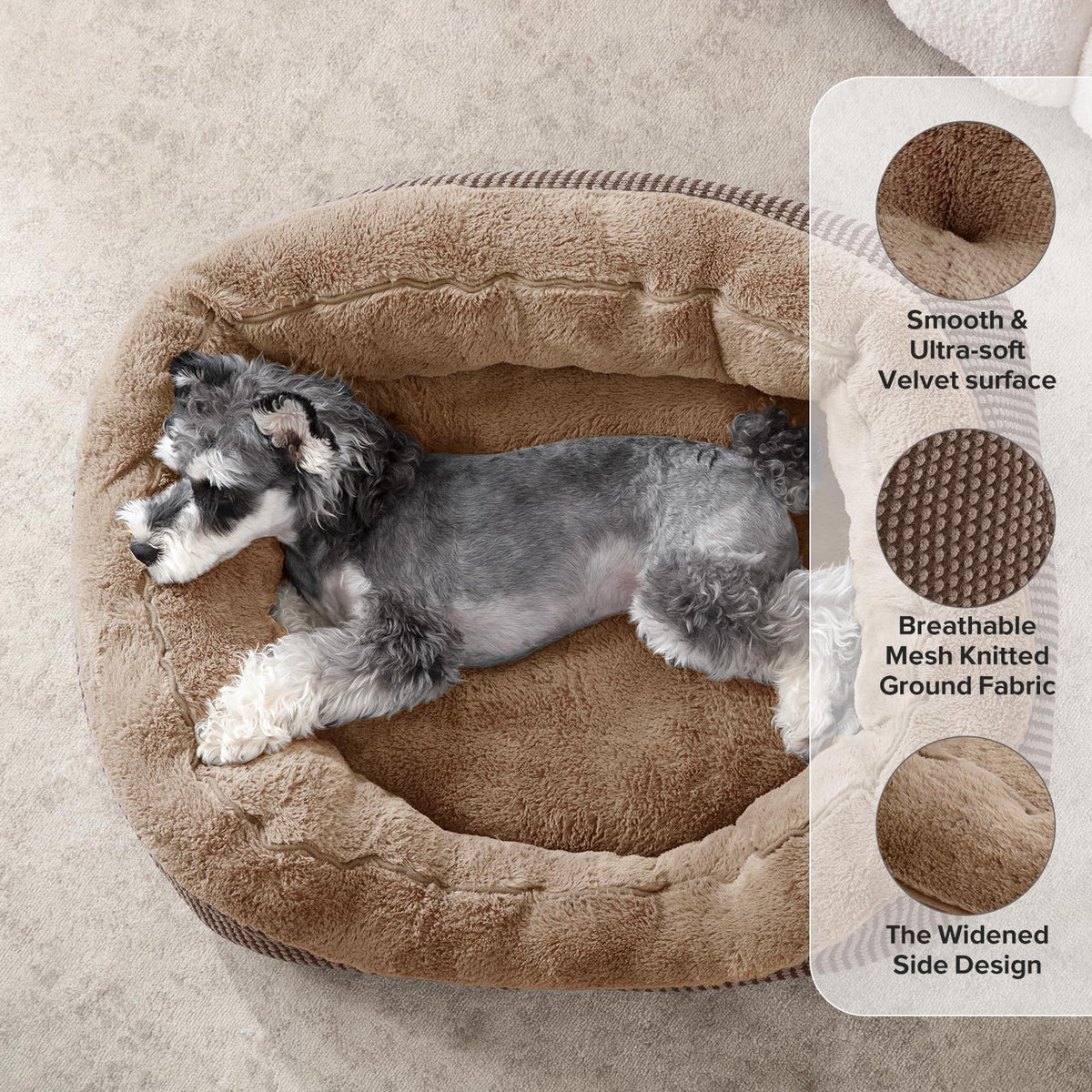 INVENHO Medium Dog Beds for Medium Dogs Washable, Rectangle Dog Bed Medium Size Dog, Orthopedic Dog Bed, Warming Soft Calming Sleeping Puppy Bed Durable Pet Bed with Anti-Slip Bottom M(30"x24"x9")