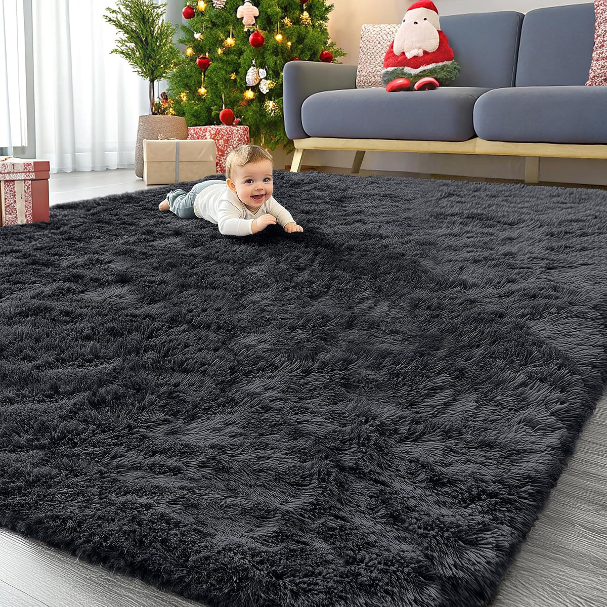 OLANLY Beige Round Rugs for Bedroom - Machine Washable, 4 ft Circle Area Rugs for Living Room, Soft and Fluffy Shaggy Carpet for Teen Girls and Boys, Nursery Rooms, Dorms, Home Decor Aesthetic