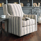 Signature Design by Ashley Kambria Swivel Glider Accent Chair, Ivory/Black | Pre-assembled convenience, 360-degree metal swivel glider base, Durable spot-cleanable polyester-linen blend fabric