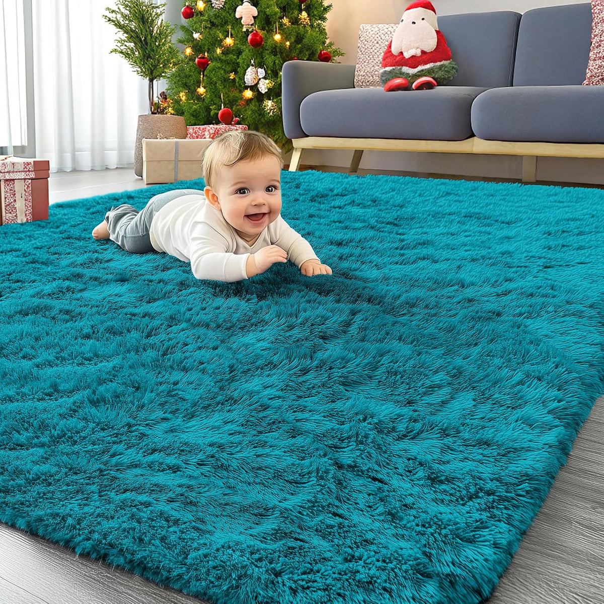 OLANLY Beige Round Rugs for Bedroom - Machine Washable, 4 ft Circle Area Rugs for Living Room, Soft and Fluffy Shaggy Carpet for Teen Girls and Boys, Nursery Rooms, Dorms, Home Decor Aesthetic
