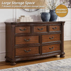 Signature Design by Ashley 7-Drawer Wood Bedroom Dresser, Wide Chest, Brown | Felt-lined top drawers for delicate protection, Sturdy 205 lb frame for master bedroom storage, Lavinton Series