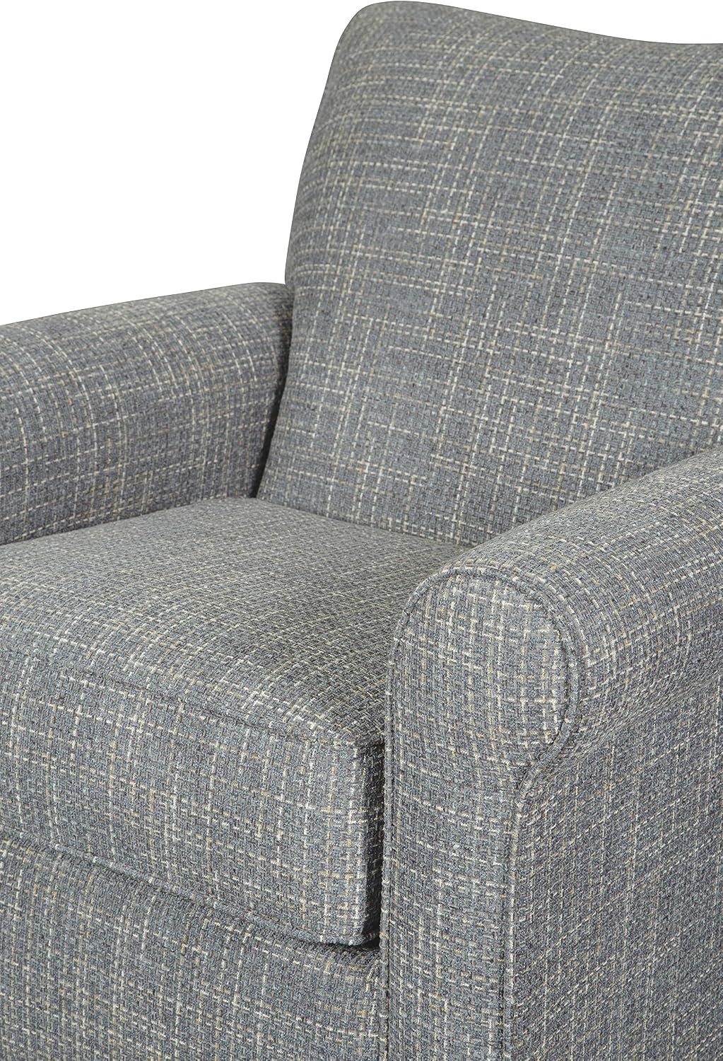 Signature Design by Ashley Renley Tweed Glider Swivel Accent Chair, Ash | Multi-tonal polyester, rayon, and acrylic upholstery, 360-degree rotation for living rooms and home offices