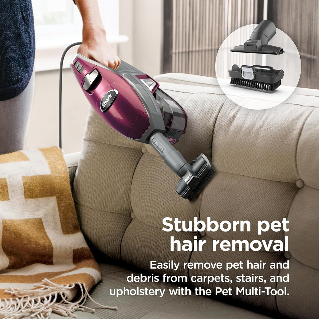 Shark Rocket Pet Plus Corded Stick Vacuum, Lightweight, Bordeaux, HV322