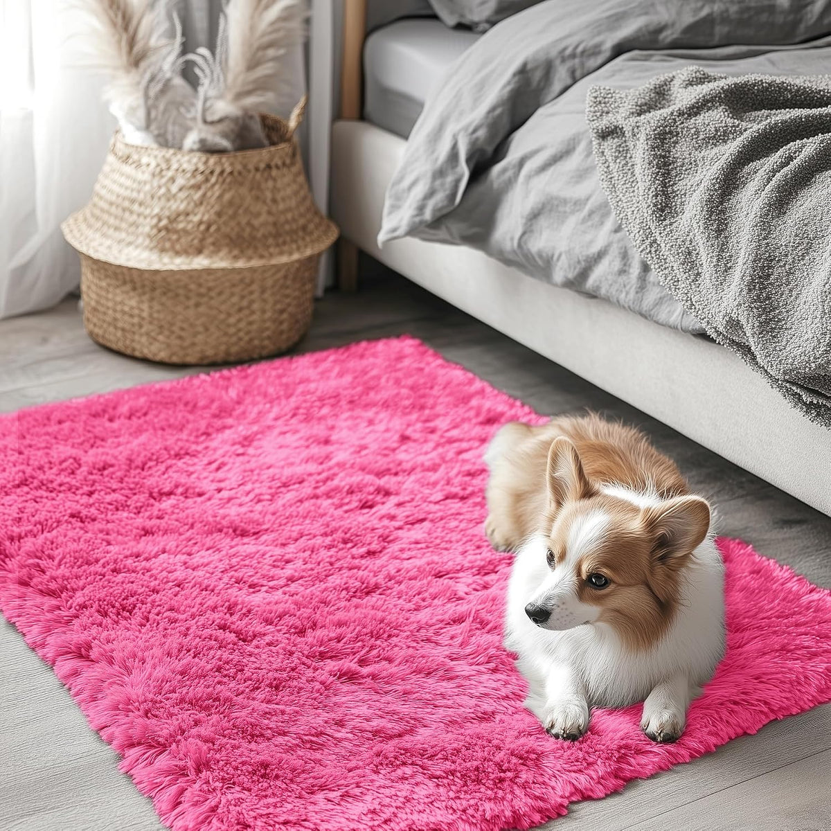 OLANLY Beige Round Rugs for Bedroom - Machine Washable, 4 ft Circle Area Rugs for Living Room, Soft and Fluffy Shaggy Carpet for Teen Girls and Boys, Nursery Rooms, Dorms, Home Decor Aesthetic