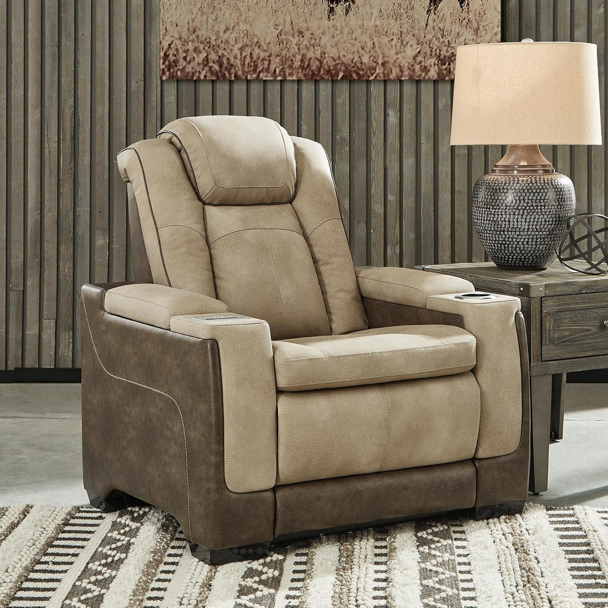 Signature Design by Ashley Zero Gravity Power Recliner Chair, Sand | Easy to clean water resistant performance fabric, Wall hugger power recliner, Living room chairs, Next-Gen Durapella Series