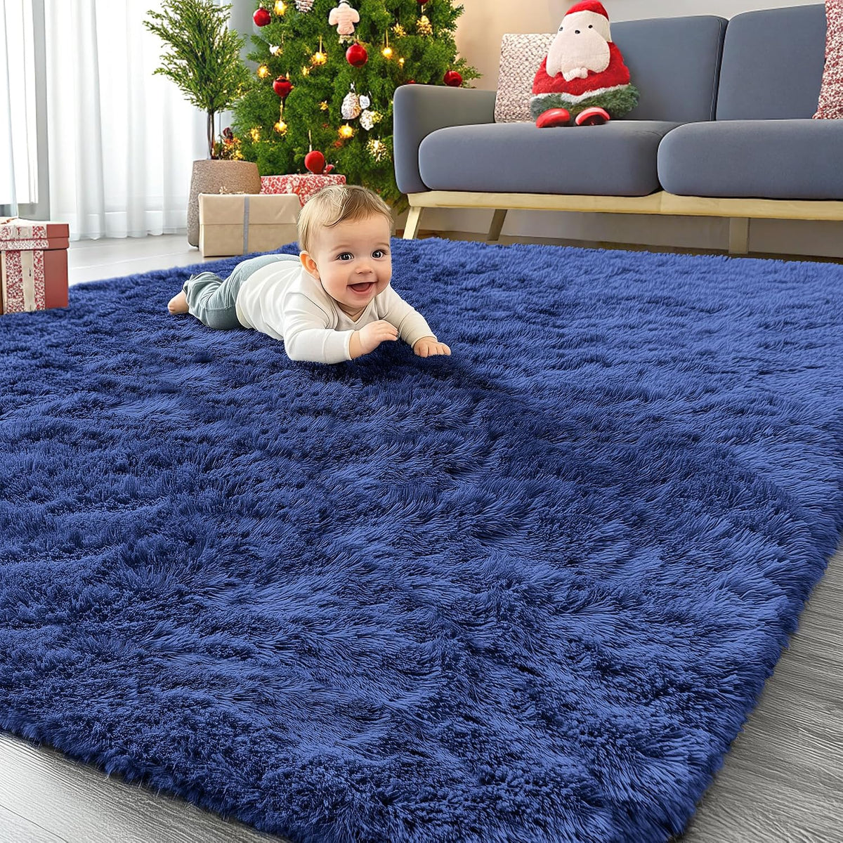 OLANLY Beige Round Rugs for Bedroom - Machine Washable, 4 ft Circle Area Rugs for Living Room, Soft and Fluffy Shaggy Carpet for Teen Girls and Boys, Nursery Rooms, Dorms, Home Decor Aesthetic
