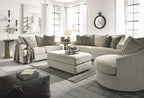 Signature Design by Ashley Soletren Oversized Ottoman, Stone | Plush stone beige chenille upholstery, Wood and engineered wood frame, 48-inch rectangular living room footprint