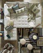 Signature Design by Ashley Oversized Armless Accent Chair, Taupe | Checkered polyester upholstery, Wood and engineered wood frame, Included bolster and toss pillows, Bales Series