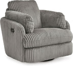 Signature Design by Ashley Tie-Breaker Swivel Glider Recliner, 2 Bolster Pillows, Hidden Storage, Fabric Upholstery, 41.38" W x 40.25" D x 39.75" H, Light Gray