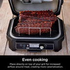 Ninja XL Woodfire Rib Rack, for OG800/OG900, 4-Full Racks of Ribs, Steel | Ninja Woodfire XL Rib Rack raises ribs off the grate for even airflow, fitting up to 4 racks at once for 2x more space