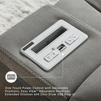 Signature Design by Ashley Faux Leather Power Reclining Sofa, Slate | 15-minute assembly, Zero gravity reclining couch, Drop-down table, Wireless charging, Power headrest, Next-Gen series