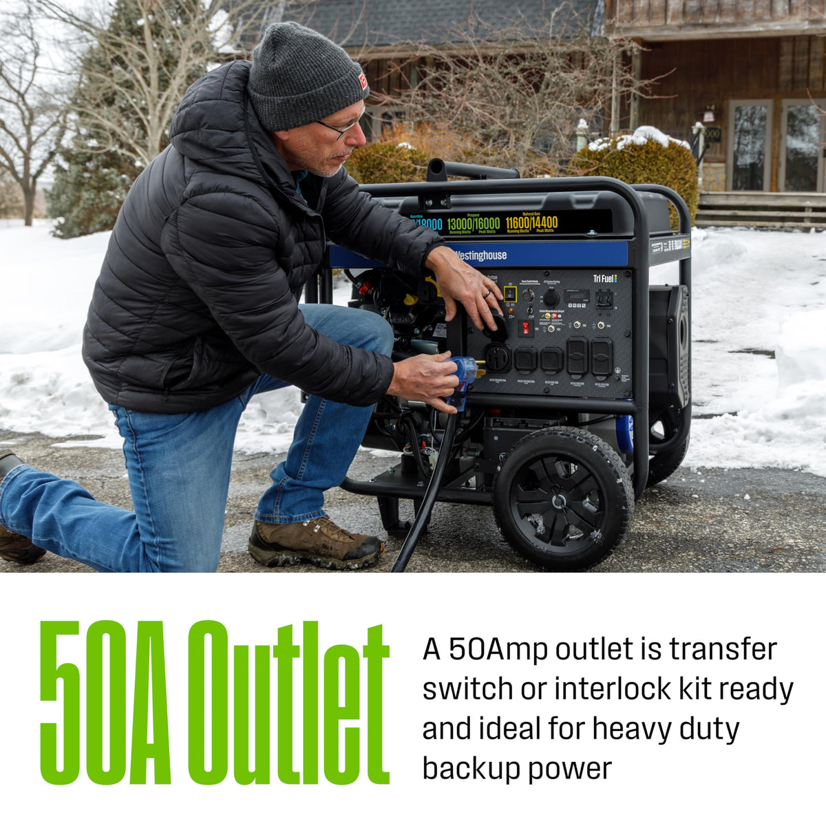 Westinghouse 18000W tri-fuel home backup generator