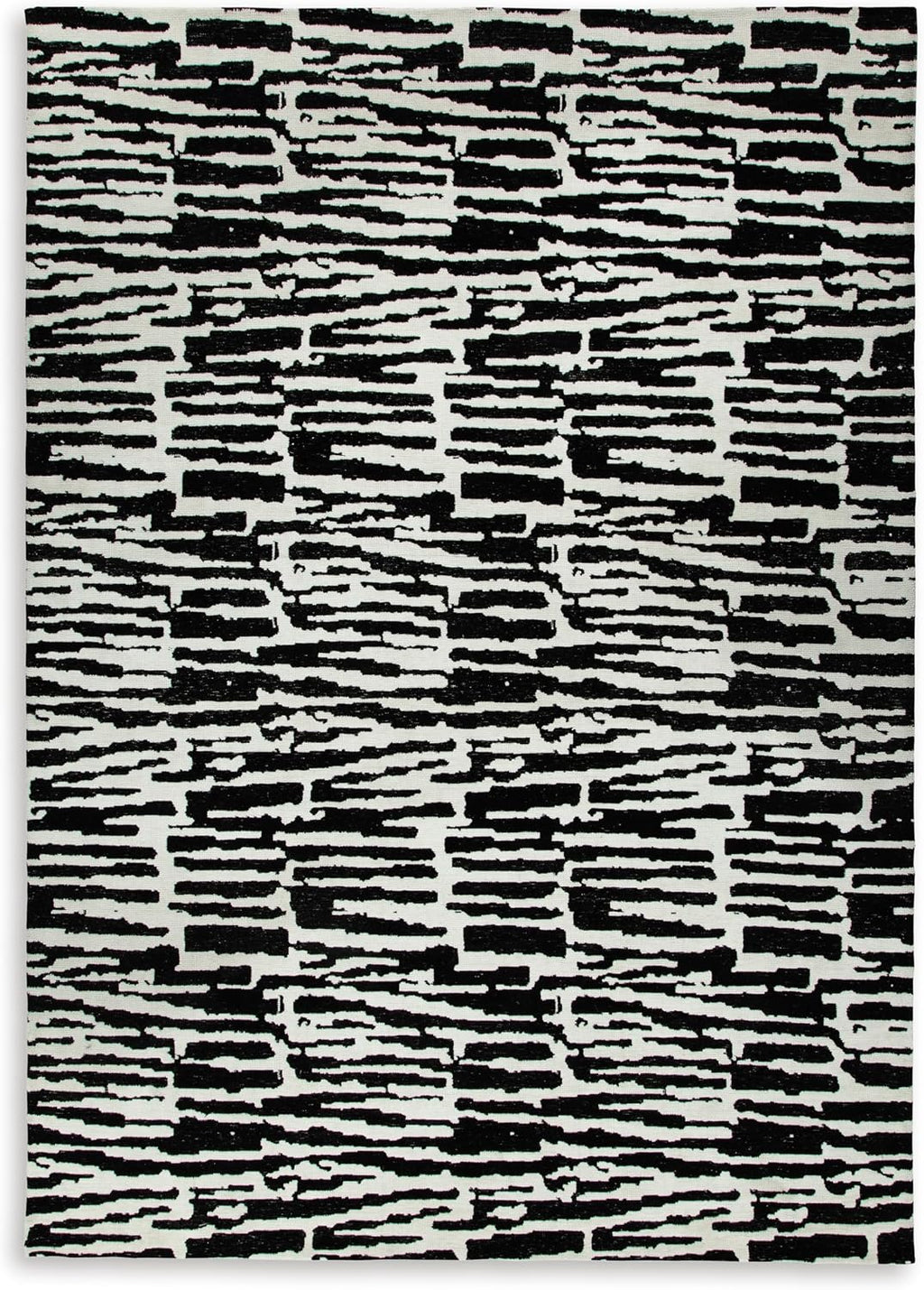 Signature Design by Ashley Bramshaw Area Rug, 8x10, Black and Ivory | Plush 9 mm medium-pile polyester, Protective woven cotton backing, Contemporary high-contrast pattern