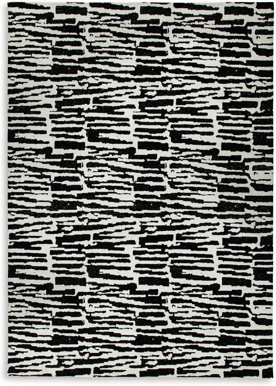 Signature Design by Ashley Bramshaw Area Rug, 8x10, Black and Ivory | Plush 9 mm medium-pile polyester, Protective woven cotton backing, Contemporary high-contrast pattern