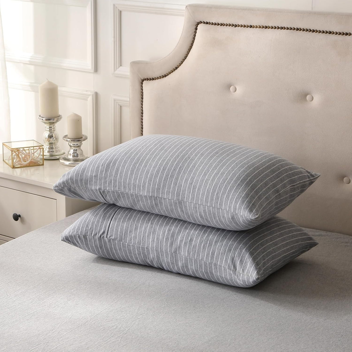 PURE ERA Jersey Knit Pillow Cases Solid Sage Green Standard