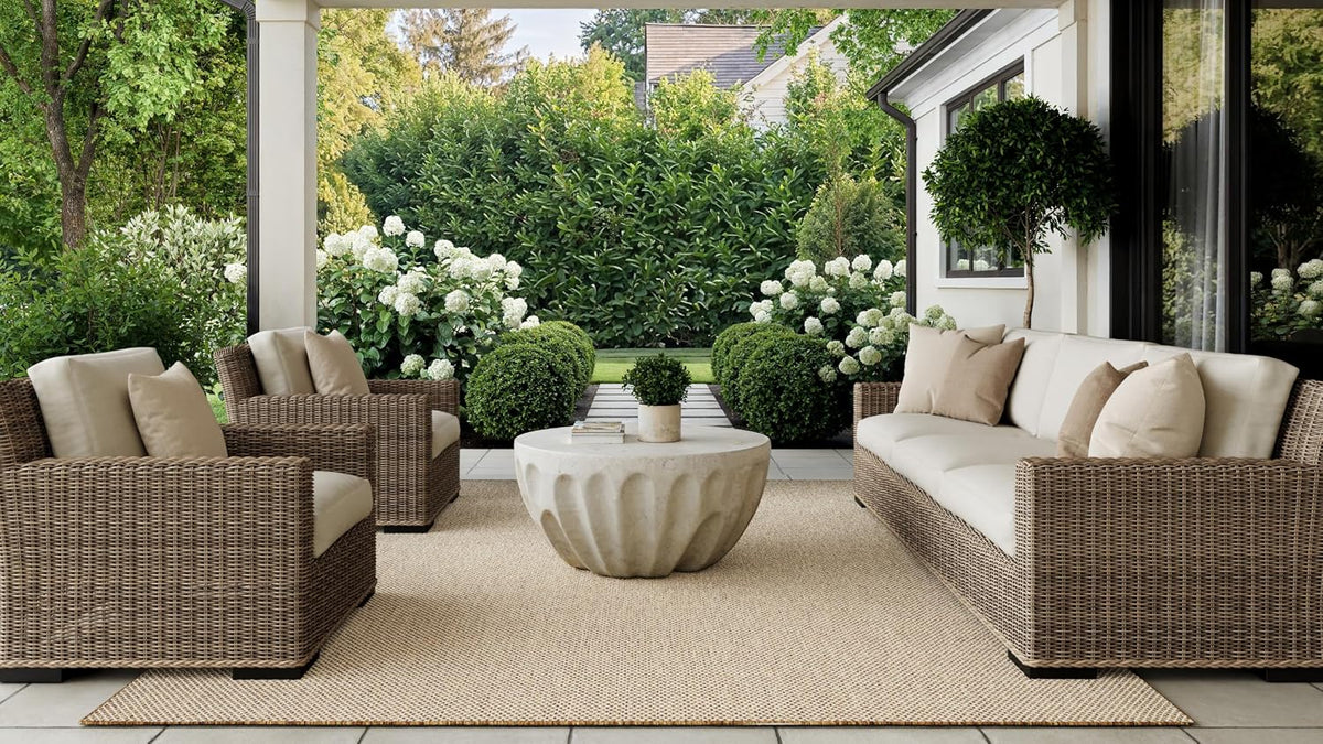 Nourison Home Courtyard Jute Ivory 8' x 10' Area Rug - Easy Clean, Non Shedding, Bed Room, Living Room, Dining Room, Kitchen (8' x 10')
