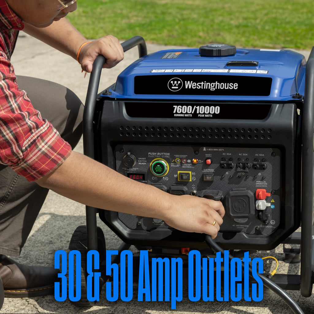 Westinghouse 12000 Peak Watt Tri-Fuel Portable Inverter Generator, Remote Start, Transfer Switch Ready, Gas/Propane/Natural Gas Powered, Low THD, Safe for Electronics, Parallel Capable, CO Sensor