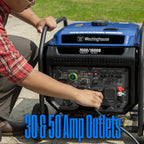 Westinghouse 12000 Peak Watt Tri-Fuel Portable Inverter Generator, Remote Start, Transfer Switch Ready, Gas/Propane/Natural Gas Powered, Low THD, Safe for Electronics, Parallel Capable, CO Sensor