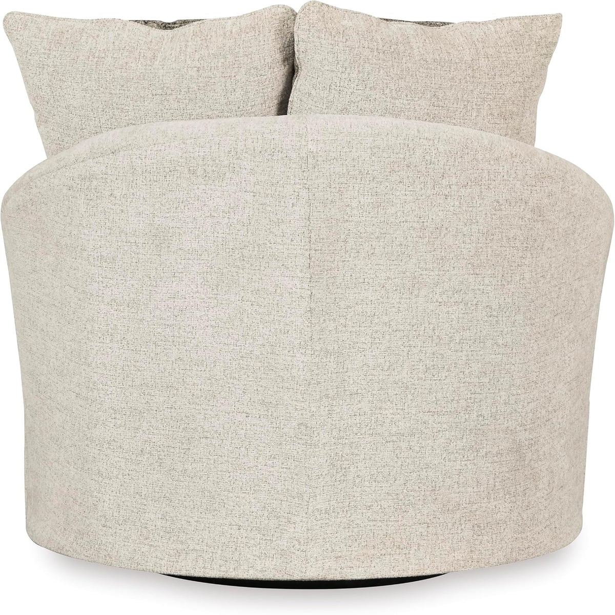 Signature Design by Ashley Soletren Oversized Swivel Accent Chair, Stone | Cozy 100% polyester chenille, Smooth 360-degree swivel base, Includes 2 geometric throw pillows
