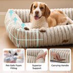 Bedsure ComfyFleece® Cute Dog Beds Large Sized Dog Washable，36in Cream