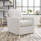 Signature Design by Ashley Nenana Swivel Glider Accent Chair, Stone Beige | Next-Gen Nuvella fabric, Machine-washable covers, 360-degree metal swivel base with gentle gliding motion