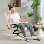 HOMCOM Swivel Recliner Chair and Footstool, Massage Recliner, Cream White