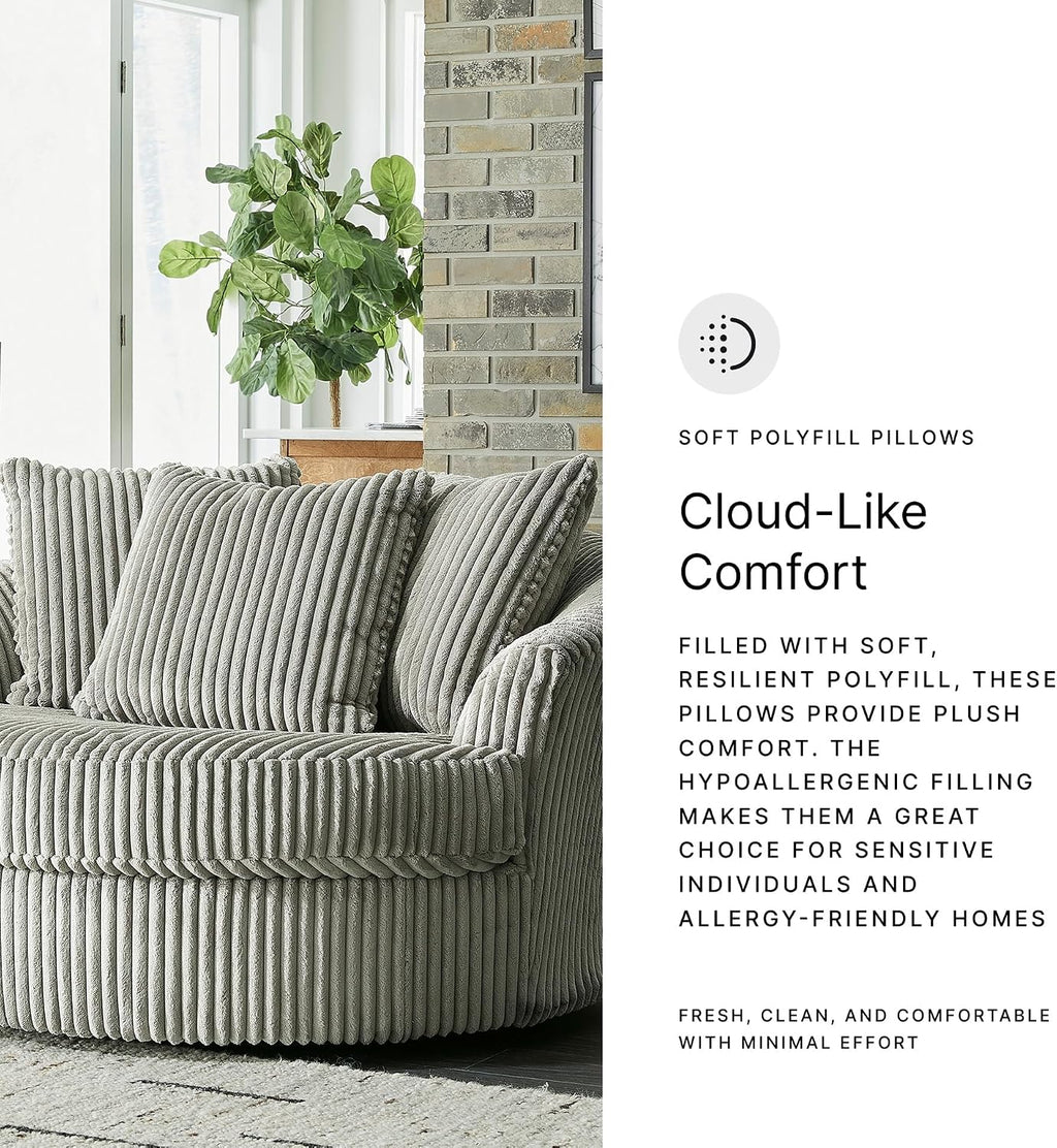 Signature Design by Ashley Lindyn Oversized Round Swivel Accent Chair, Fog | Plush textured cord upholstery, Sag-resistant platform foundation, Reversible seat cushion, No assembly required