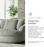 Signature Design by Ashley Lindyn Oversized Round Swivel Accent Chair, Fog | Plush textured cord upholstery, Sag-resistant platform foundation, Reversible seat cushion, No assembly required
