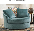 Signature Design by Ashley Laylabrook Scandinavian Upholstered Oversized Swivel Accent Chair with 3 Back Pillows, Green
